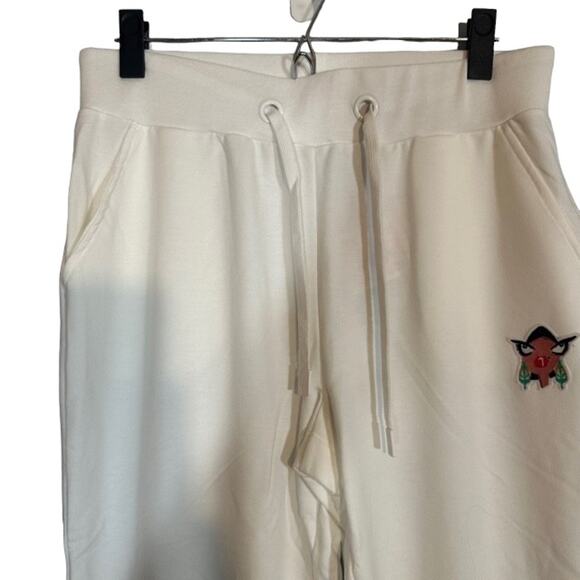 Badgley Mischka Women’s White French Terry Joggers Face Logo Artwork Size Med - Picture 3 of 8